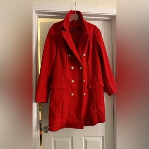 Pre-Owned Red SHEIN Clasi Lapel Collar Double Breasted Overcoat